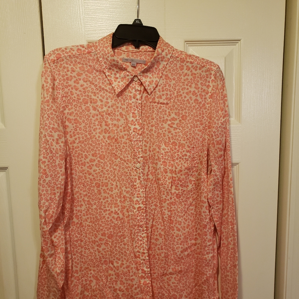 Leopard Print Button Down Blouse